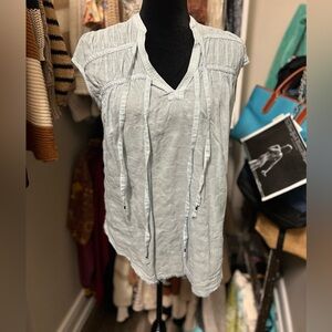 Akemi + Kin | Light Blue Sleeveless Pintuck Blouse | Size XXS